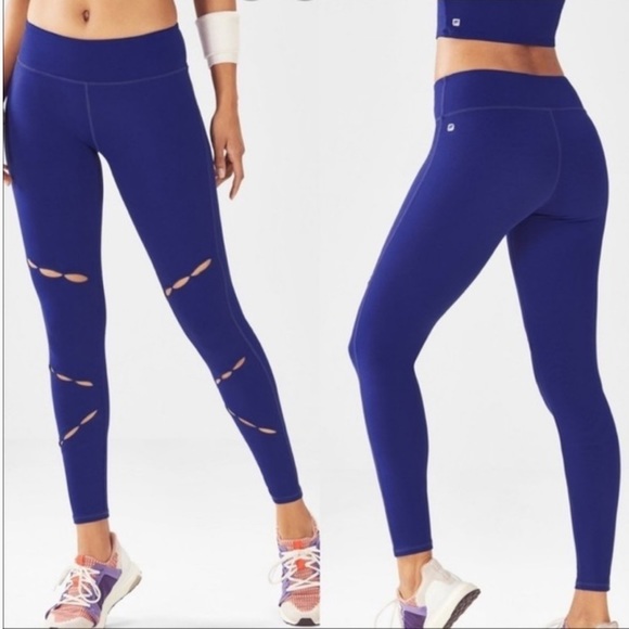 Fabletics Blue Salar Peek-a-boo Statement Powerhold Cutout Leggings - Picture 1 of 6